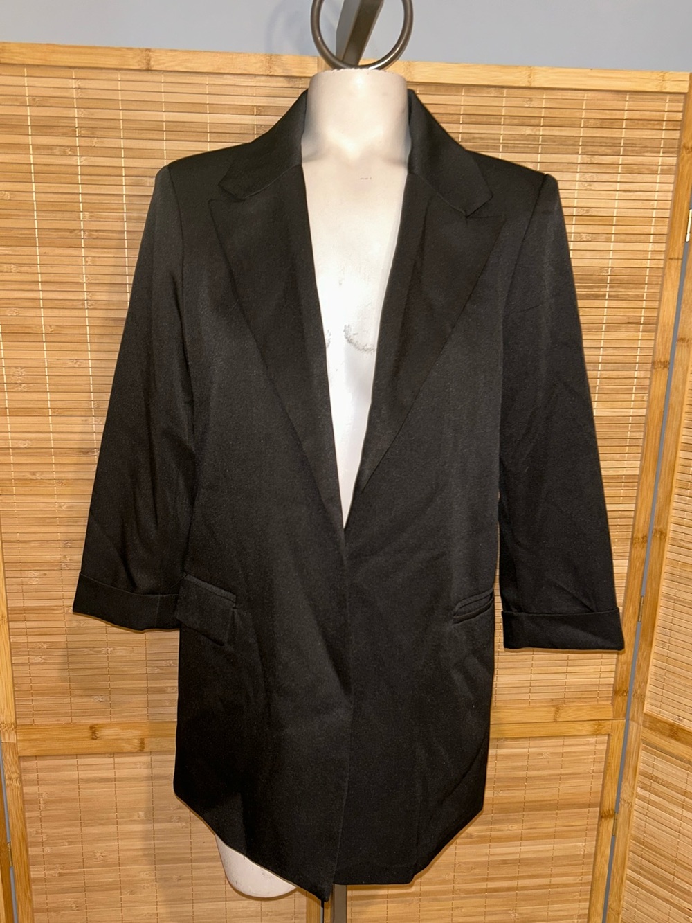 Adika black open front blazer suit jacket 3/4 sleeves NWT woman’s small